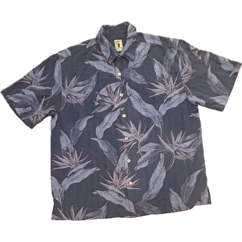 Jamaica Jaxx L Men's 100% Silk Short Sleeve Hawaiian Shirt Bird of Paradise